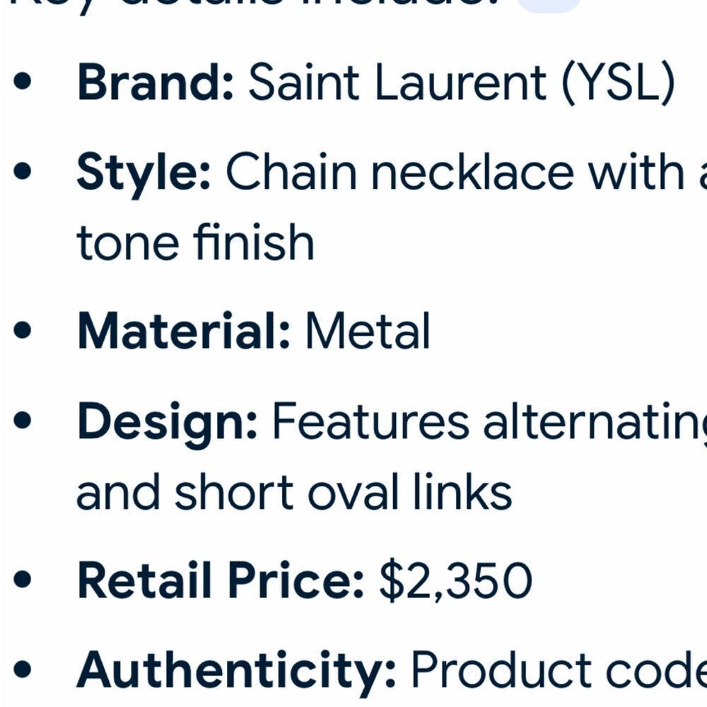 Women’s St. Laurent, gold toned necklace with alternating long and short links - Picture 8 of 9